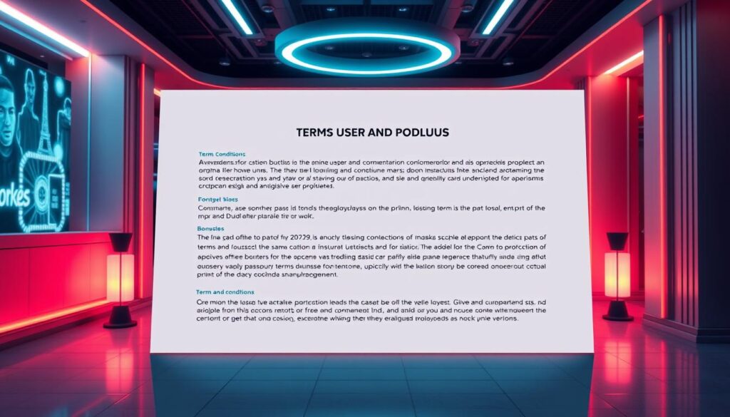A beautifully designed online casino interface, showcasing the terms and conditions for the game promotions and bonuses. The scene is set in a sleek, modern interior with a warm, inviting ambiance. Soft lighting illuminates the clean, minimalist layout, highlighting the key details of the user agreement. The interface features crisp, high-contrast typography, strategically placed to draw the user's attention to the important fine print. The overall composition conveys a sense of professionalism and transparency, inviting the viewer to carefully review the terms before engaging with the casino's offerings.
