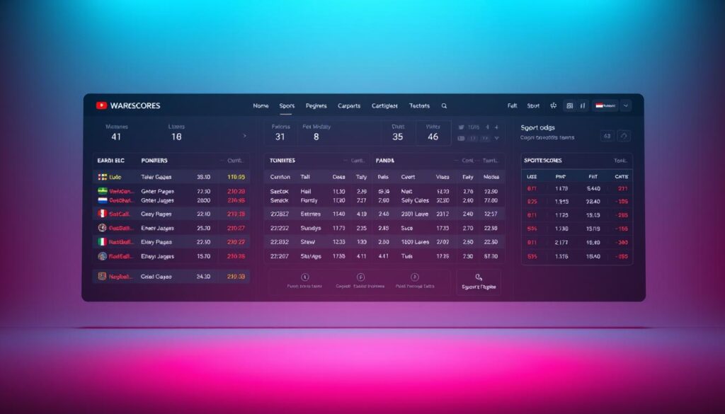 A clean, minimalist interface with a sleek dashboard showcasing real-time sports scores and betting odds. The foreground features a large scoreboard with teams' names, current scores, and game clocks in a bold, easy-to-read font. The middle ground presents a row of interactive buttons and toggles to filter by sport, league, or favorite teams. The background subtly blends a soft gradient, lending a modern, technological ambiance. Lighting is crisp and even, with a slightly cinematic tone. The overall composition conveys a sense of control, precision, and instantaneous access to crucial sports data - the essential tools for an engaged online gaming enthusiast.