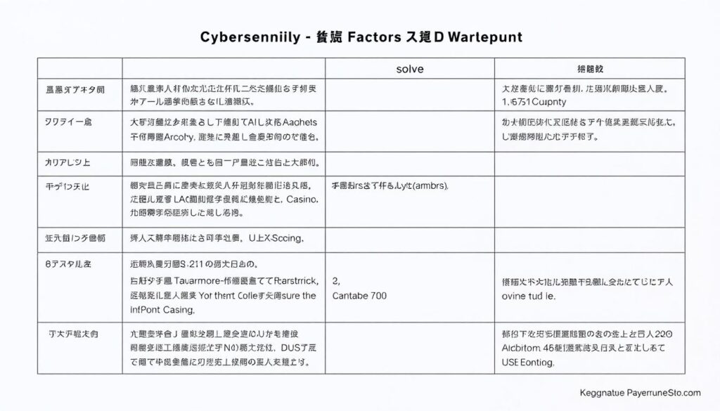 A detailed and well-organized table of key factors to consider when selecting an online entertainment casino, rendered in a clean, professional style. The table is presented on a minimalist white background, with precise gridlines and subtle shading to delineate the various elements. The overall layout is balanced and visually appealing, creating a sense of authority and expertise. The table's contents are rendered in a clear, legible font, allowing for easy comprehension of the crucial decision-making criteria. The composition emphasizes the structured and analytical nature of the topic, conveying a sense of informed decision-making for Taiwanese players navigating the online casino landscape.