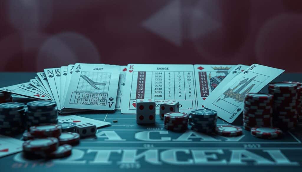 A meticulously detailed analysis board set against a serene, contemplative backdrop. The playing cards, dice, and chips are arranged in a visually striking composition, showcasing the intricate strategies and calculations involved in mastering the game of Baccarat. Soft, diffused lighting illuminates the scene, creating a sense of focus and intensity. The overall atmosphere evokes a mood of intellectual rigor and deep understanding of the game's mechanics, reflecting the key role that technical analysis and data play in achieving success at the Baccarat table.