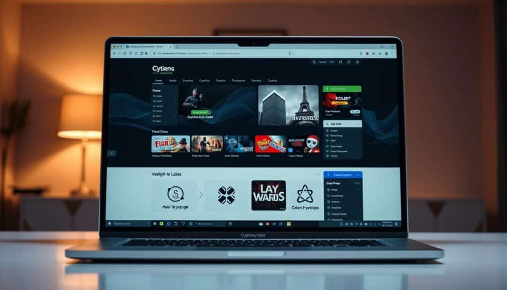 A modern, well-designed online gambling platform with a sleek, minimalist interface. The foreground features a laptop or desktop computer displaying the platform's homepage, showcasing a clean layout, intuitive navigation, and a variety of game options. The middle ground includes subtle branding elements, such as a logo or brand name, conveying a sense of trustworthiness and professionalism. The background is a warm, neutral-toned environment, perhaps an office or study, with subtle lighting and a calming atmosphere, suggesting a responsible and secure gambling experience. The overall mood is one of sophistication, reliability, and a commitment to providing a safe and enjoyable online entertainment experience for discerning players.