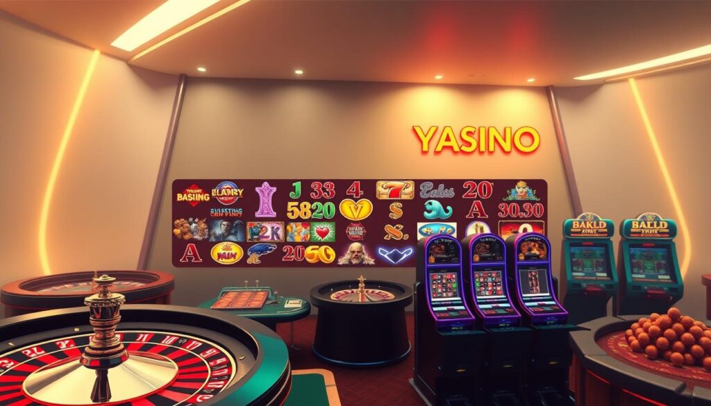 A pristine, well-designed online casino interface with a clean, minimalist aesthetic. In the foreground, a collection of classic casino games - roulette, blackjack, slot machines - rendered in high detail with a polished, lifelike appearance. The middle ground showcases a variety of vivid, visually striking game icons and symbols, hinting at the diverse gaming options available. In the background, a sleek, elegant backdrop with subtle textures and gradients, creating a sense of depth and refinement. The lighting is warm and inviting, with strategic highlights that draw the eye to the key game elements. The overall mood is one of sophistication, reliability, and an immersive, high-quality online gaming experience.