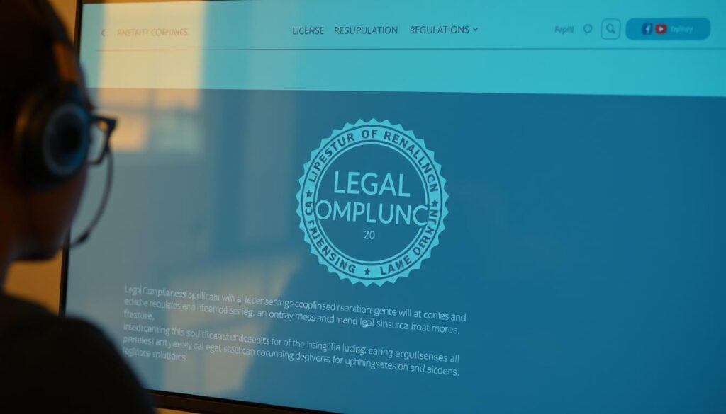 A professional, high-quality website with a clean, minimalist design, displaying a prominent "Legal Compliance" badge or seal, conveying a sense of trustworthiness and authenticity. The site's interface is user-friendly, with intuitive navigation and clear information about licensing, regulations, and security measures. The scene is bathed in warm, natural lighting, suggesting a legitimate and reputable online platform. The overall impression is one of legitimacy, transparency, and a commitment to legal and ethical practices.