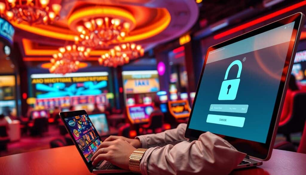A secure and seamless online casino registration experience. Sleek, modern interface with intuitive navigation. Transparent security measures, data encryption, and user authentication safeguarding player information. Vibrant gaming lobby showcasing a diverse selection of immersive casino titles. Warm lighting and subtle textures creating an inviting atmosphere. Multiple secure payment gateways allowing quick and convenient deposits and withdrawals. Trustworthy regulatory compliance providing peace of mind for Taiwanese players. Refined user experience blending functionality and aesthetics for a premium gaming journey.
