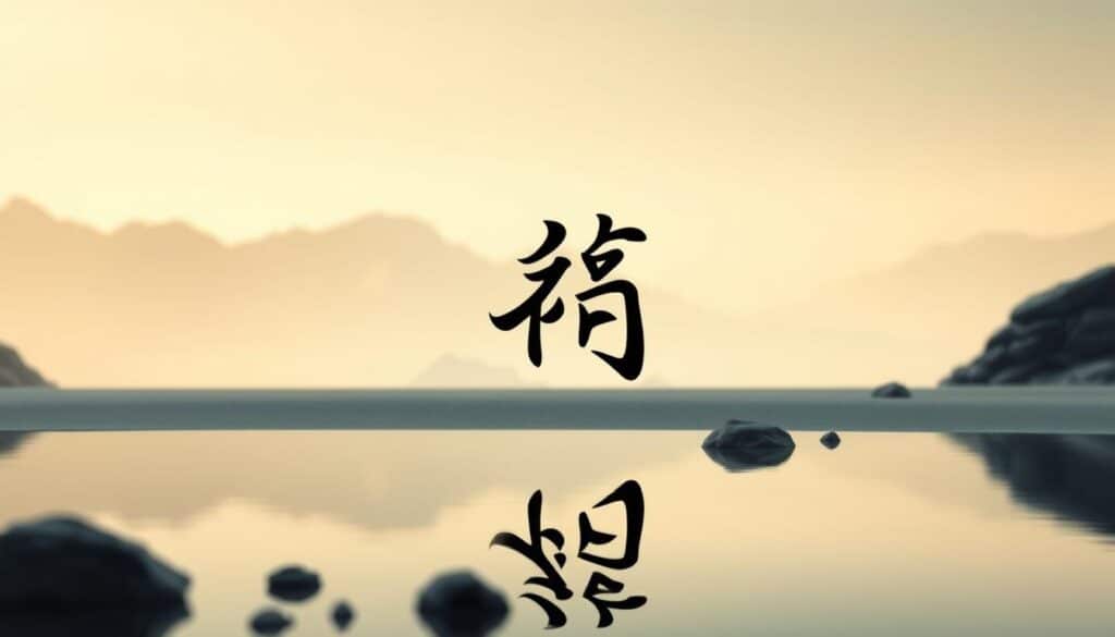 A serene, minimalist landscape depicting the concept of "持續優化". In the foreground, a graceful calligraphic representation of the Chinese characters "持續優化" floats in a tranquil pool of water, casting a mirrored reflection. The middle ground features a zen garden with carefully raked sand and a few strategically placed rocks, conveying a sense of balance and focus. The background is a softly blurred mountainous vista, illuminated by a warm, golden hour glow. The overall composition and lighting evoke a feeling of tranquility, mindfulness, and an endless process of refinement and improvement.
