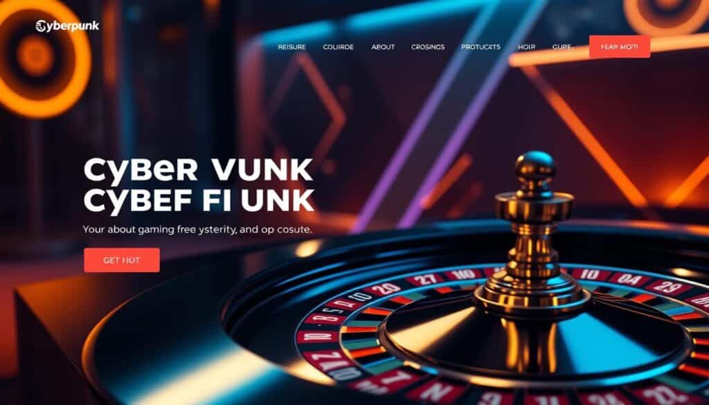 A sleek and modern online casino website with a minimalist layout, featuring a warm and inviting color palette of deep blues and golds. The homepage showcases a hero image of a high-stakes roulette table, its polished surface reflecting the soft, ambient lighting that casts a serene glow across the scene. In the foreground, elegant hands gracefully spin the wheel, while in the background, abstract shapes and patterns subtly hint at the thrilling gaming experience that awaits the user. The overall mood is one of sophistication, excitement, and the promise of rewarding entertainment.