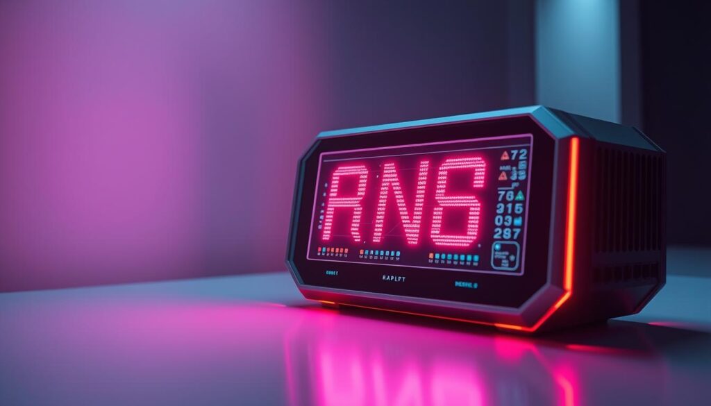 A sleek, modern digital device with a glowing display showcasing a series of rapidly changing numbers, symbolizing the core technology of a random number generator (RNG). The device is positioned in a clean, minimalist setting with soft, directional lighting that casts subtle shadows, emphasizing its precision and technical prowess. The overall atmosphere exudes a sense of reliability, security, and the importance of this essential component in online gaming and entertainment platforms.