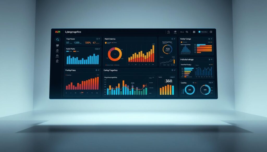 A strategic data-driven dashboard with polished infographics, charts, and data visualizations floating in a serene, minimalist studio setting. Soft directional lighting highlights the dashboard's sleek modern design, creating an atmosphere of clarity and confidence. The dashboard's user interface features interactive graphs, dynamic data points, and intuitive controls, reflecting a data-driven approach to decision-making. The background is a muted, neutral tone, allowing the information-rich dashboard to take center stage and convey a sense of analytical prowess.