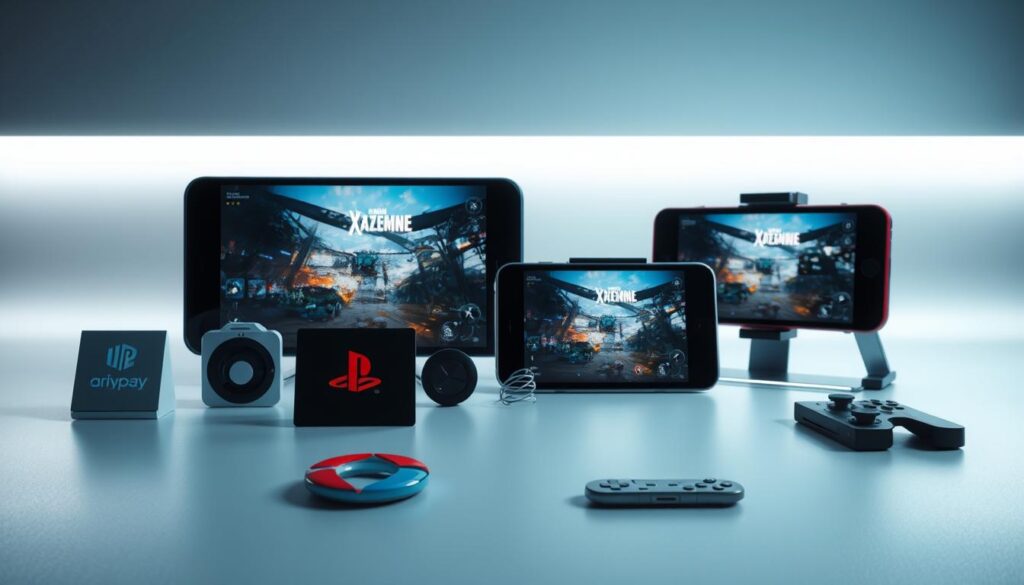 A stylish, high-resolution comparative analysis of popular online gaming platforms, showcasing their distinct features and user experiences. In the foreground, various platform logos are neatly arranged, highlighting their brand identities. The middle ground features sleek device mockups displaying gameplay footage, emphasizing the platforms' visual and interactive capabilities. The background is a minimalist, gradient-based setting, conveying a sense of technological sophistication. The lighting is clean and balanced, with subtle shadows accentuating the three-dimensional elements. The overall composition is visually striking, inviting the viewer to explore and compare the nuances of these leading gaming destinations.