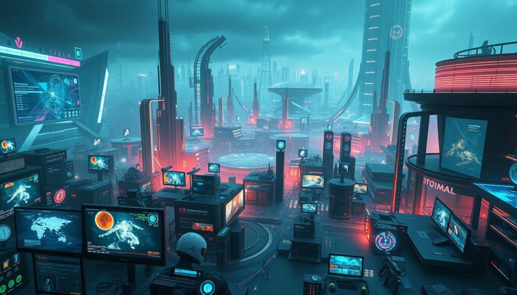 A vibrant and diverse array of online games, captured in a meticulously rendered digital landscape. In the foreground, various gaming interfaces and interactive elements come alive, showcasing the depth and variety of gameplay experiences. In the middle ground, an expansive and immersive virtual world unfolds, with a range of game genres and settings seamlessly integrated. The background features a sleek, high-tech backdrop, with futuristic architectural elements and glowing, neon-lit details that evoke a sense of cutting-edge technology and innovation. Soft, diffused lighting and a subtle color palette lend an air of sophistication and refinement to the scene, capturing the essence of a sophisticated, multifaceted online gaming ecosystem.