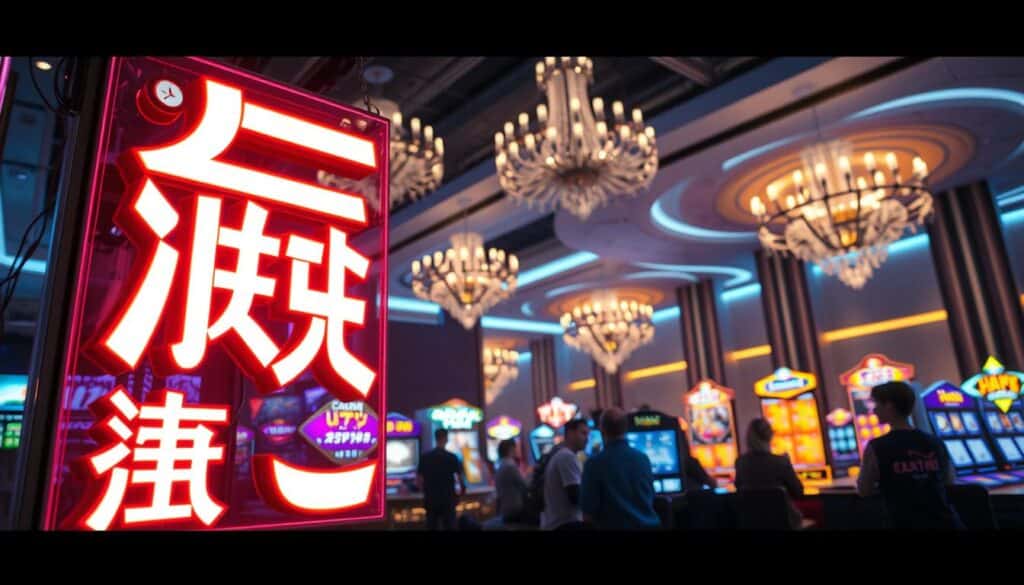 A vibrant gaming paradise, showcasing an array of captivating game promotions and exclusive offers. The foreground features a dazzling neon sign that reads "娛樂城推薦的遊戲優惠," its luminous letters casting a warm glow across the scene. In the middle ground, a group of enthusiastic players engage in various casino-style games, their faces alight with excitement and anticipation. The background is a sleek, modern interior, adorned with elegant chandeliers and plush furnishings, creating an atmosphere of sophisticated entertainment. Soft, diffused lighting bathes the entire composition, evoking a sense of allure and opulence. The overall image conveys the idea of a premier gaming destination, offering players a truly remarkable and immersive experience.