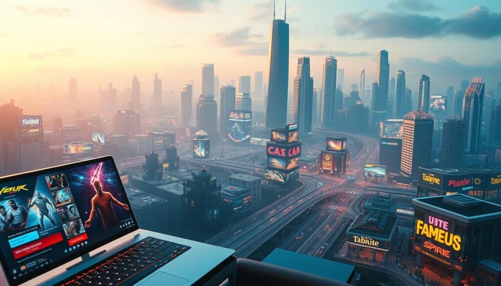 A visually striking and meticulously crafted image of a thriving online gaming platform, bathed in a soft, inviting glow. The foreground showcases a sleek, intuitive user interface with clean lines and vibrant interactive elements, beckoning players to immerse themselves in the experience. In the middle ground, a diverse array of games and entertainment options unfold, each with its own distinct visual style and captivating gameplay. The background reveals a serene, futuristic cityscape, its towering skyscrapers and neon-lit streets reflecting the platform's technological prowess and global reach. The overall composition exudes a sense of sophistication, accessibility, and the collective endorsement of the gaming community, perfectly encapsulating the essence of "a top-tier online entertainment platform trusted by countless players".