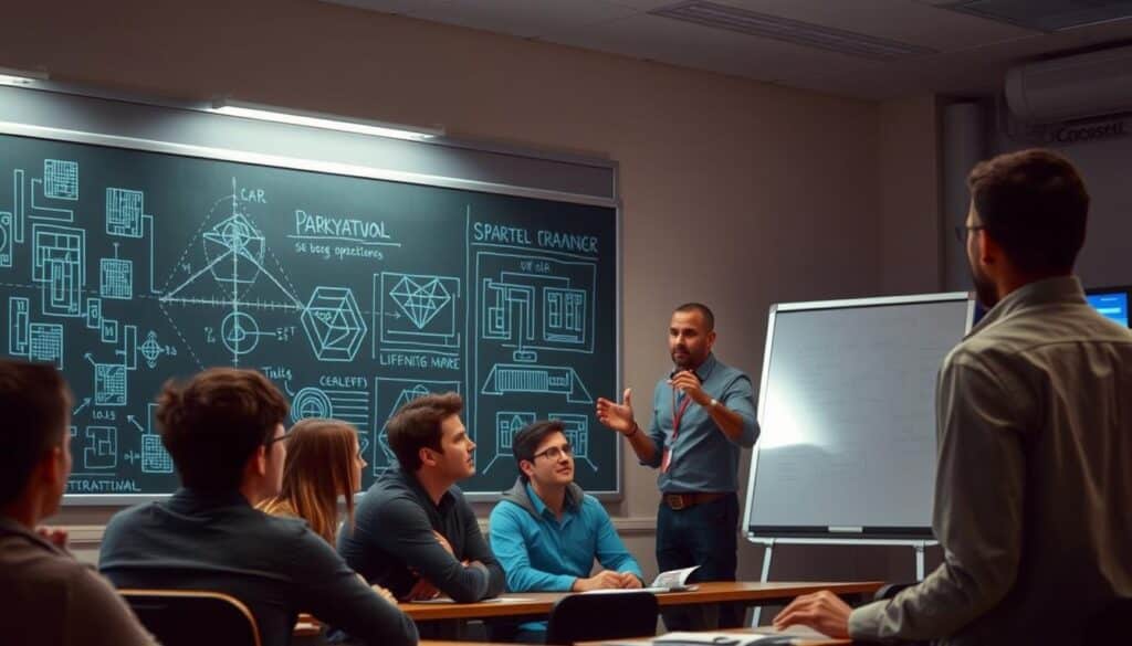 A well-lit classroom setting, with a large chalkboard or whiteboard prominently displayed in the foreground. On the board, strategic diagrams and charts illustrate various game mechanics and winning tactics. In the middle ground, a group of attentive students, their faces alight with intrigue, as an experienced instructor gestures animatedly, guiding them through the intricacies of gameplay. The background subtly suggests an online environment, with subtle digital elements hinting at the virtual nature of the subject matter. The overall atmosphere conveys a sense of educational focus, with a touch of excitement and anticipation for the valuable insights being imparted.