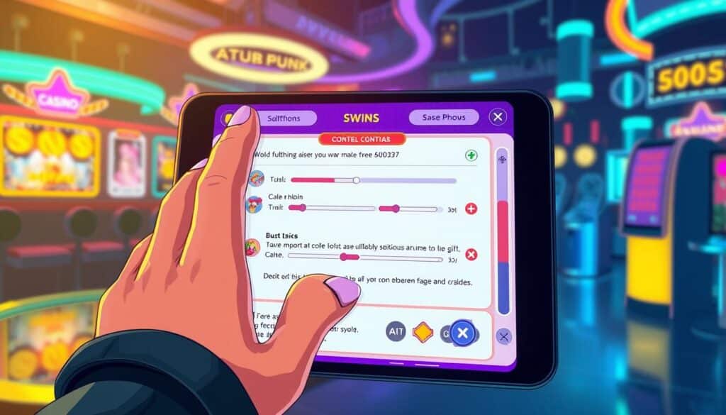 A well-lit, high-resolution image of a colorful, animated instruction manual showcasing the basic gameplay mechanics of an online casino game. The foreground depicts a human hand interacting with various interactive elements on a tablet or smartphone screen, such as buttons, sliders, and game icons. The middle ground features a clean, minimalist user interface design with clear labels and intuitive control schemes. The background subtly hints at the game's theme, be it a classic casino setting, a futuristic virtual world, or a whimsical fantasy realm. The overall mood is informative, engaging, and visually captivating, encouraging the viewer to explore and understand the fundamental rules and strategies of the game.