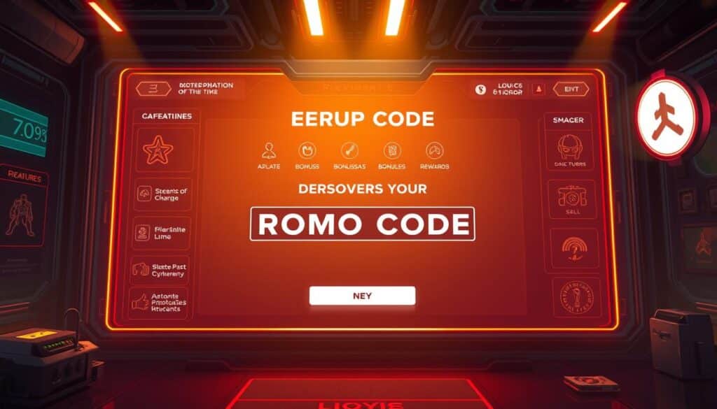 An intricately detailed digital illustration of a game promotion code redemption screen, showcasing a sleek and modern user interface. The screen is bathed in warm lighting, creating a welcoming and inviting atmosphere. In the foreground, a large "ENTER PROMO CODE" field takes center stage, framed by elegant typography and graphical elements. The middle ground features carefully curated icons and graphics related to game features, bonuses, and rewards. The background subtly blends in with the overall color scheme, providing a balanced and harmonious composition. The scene conveys a sense of excitement and anticipation for the players to discover and redeem their exclusive game promotion codes.